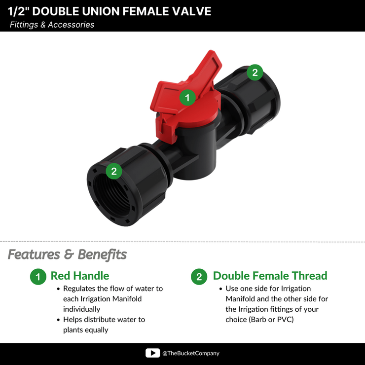 1/2" Double Union Female Valve