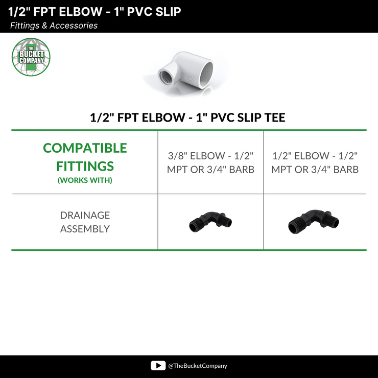 1/2" FPT Elbow - 1" PVC Slip
